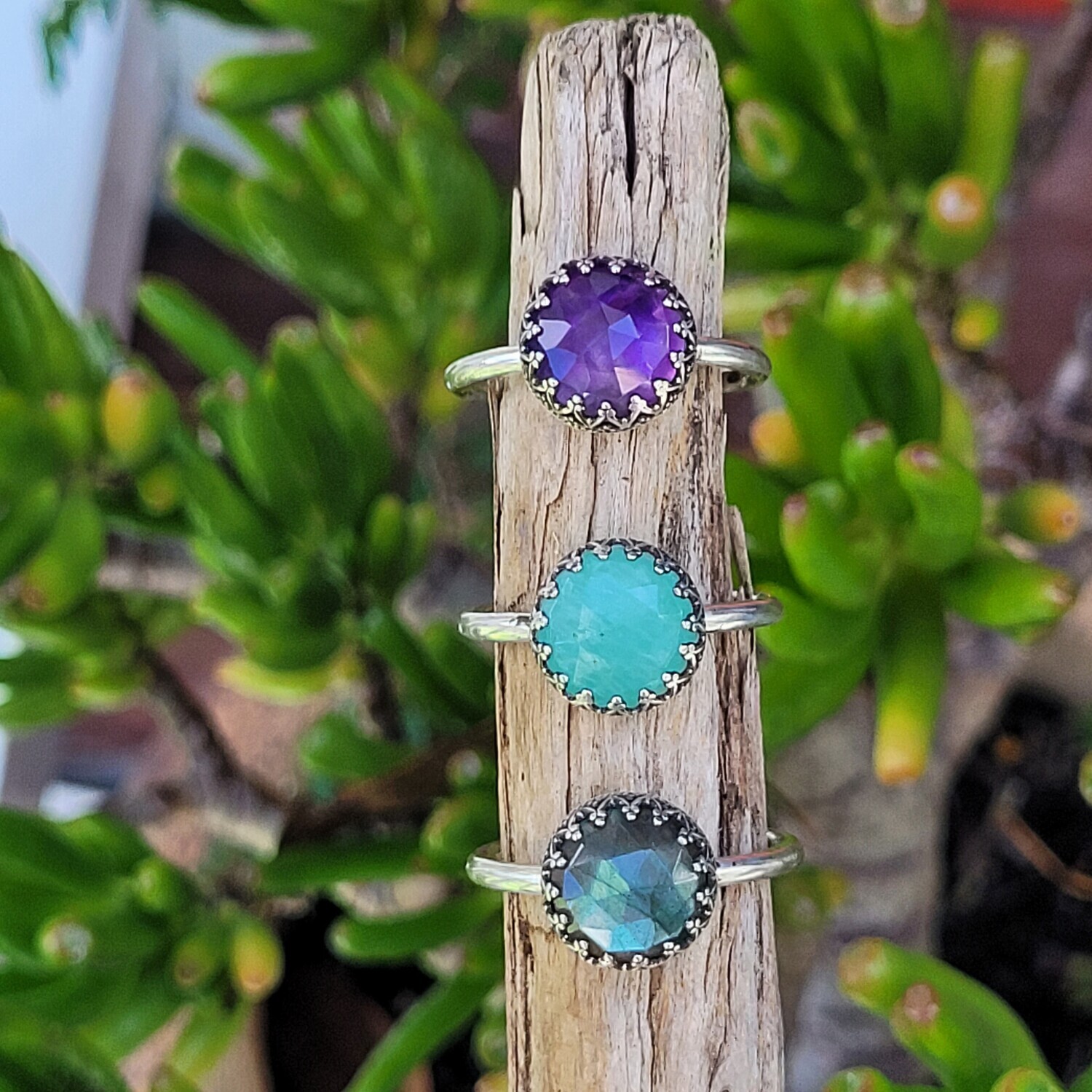 &#39;Enchantment&#39; Rose Cut Stacker Rings