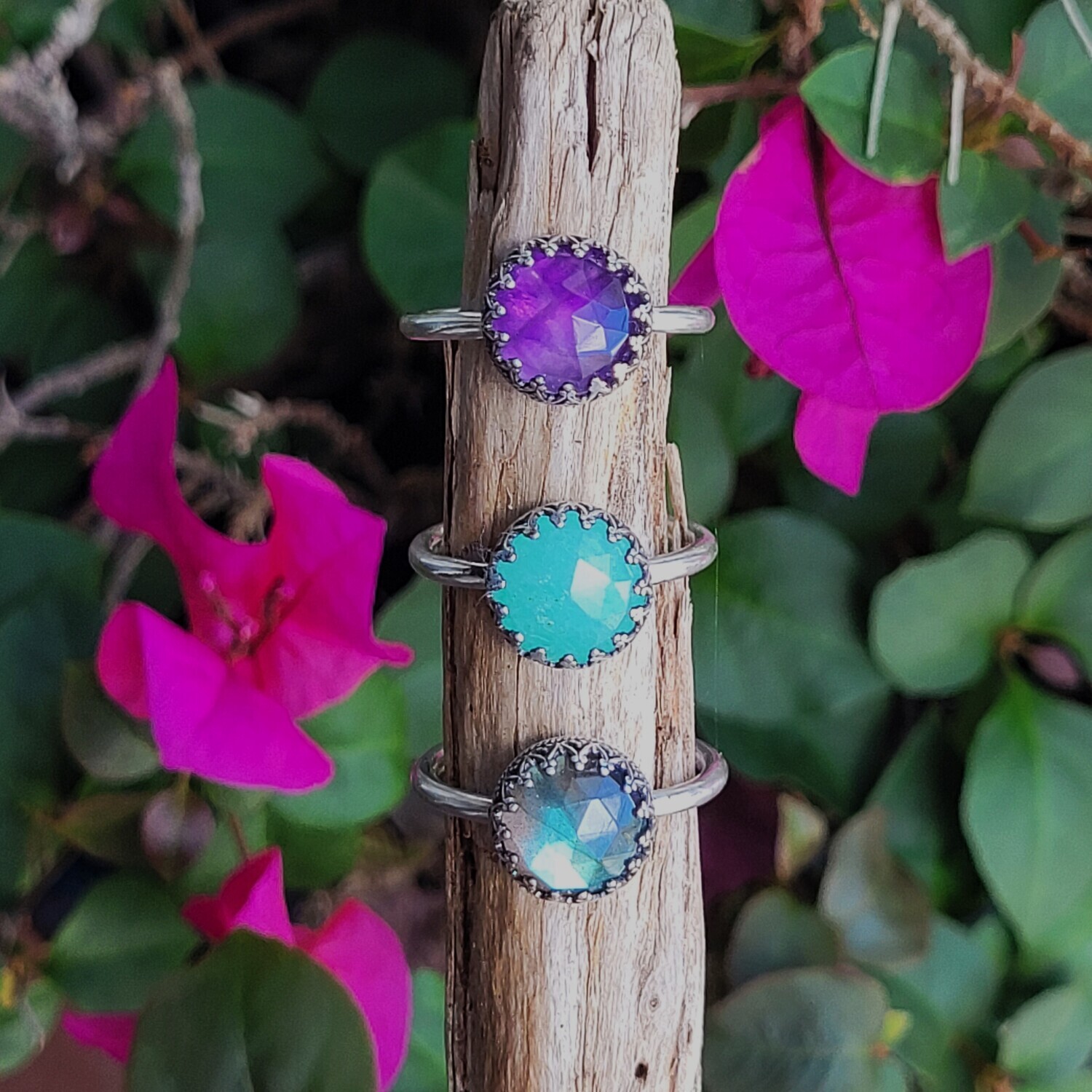&#39;Enchantment&#39; Rose Cut Stacker Rings