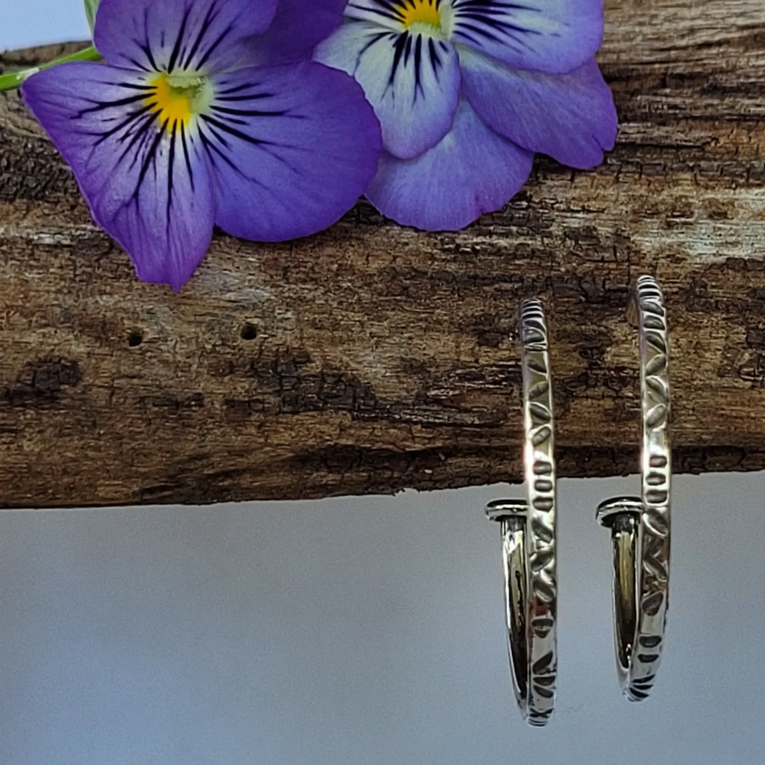 &#39;Tribal Vibe&#39; Sterling Silver Hoop Earrings