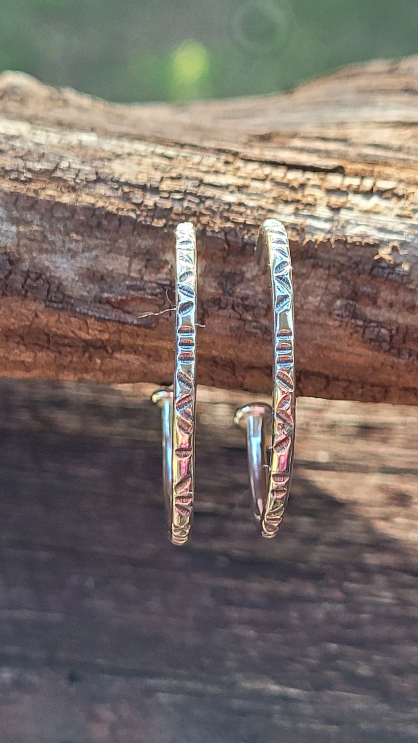 &#39;Tribal Vibe&#39; Sterling Silver Hoop Earrings