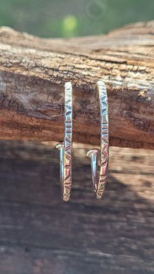&#39;Tribal Vibe&#39; Sterling Silver Hoop Earrings
