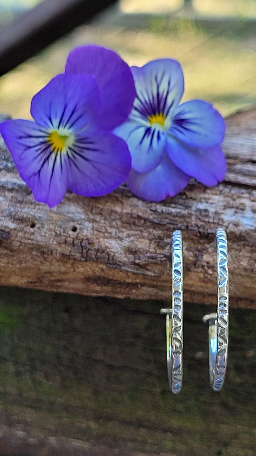 &#39;Tribal Vibe&#39; Sterling Silver Hoop Earrings