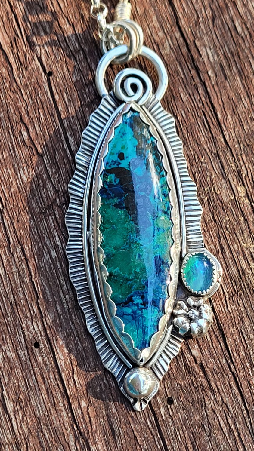 &#39;Mermaids Treasure&#39; Shattuckite and Opal Pendant