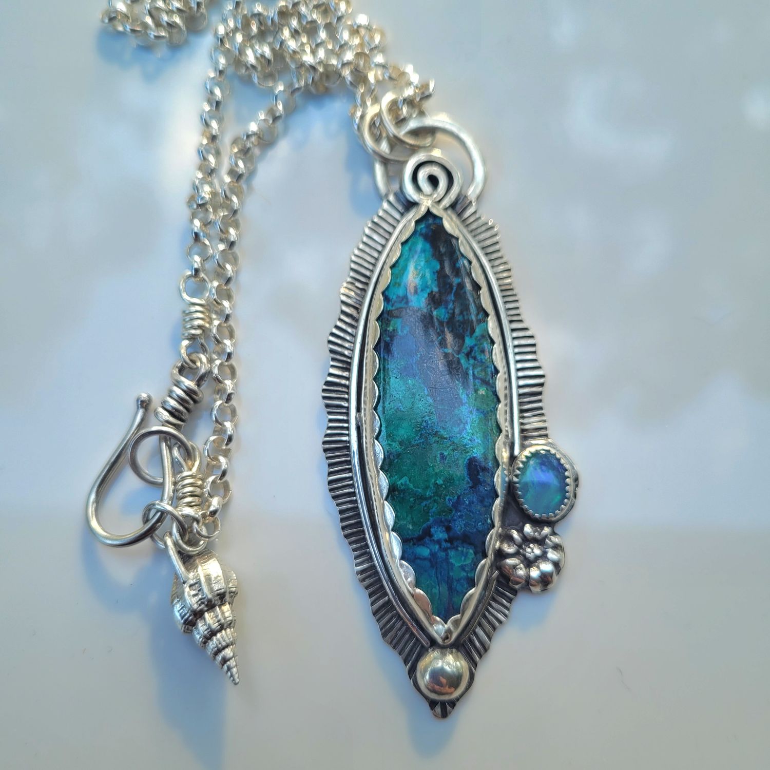 &#39;Mermaids Treasure&#39; Shattuckite and Opal Pendant
