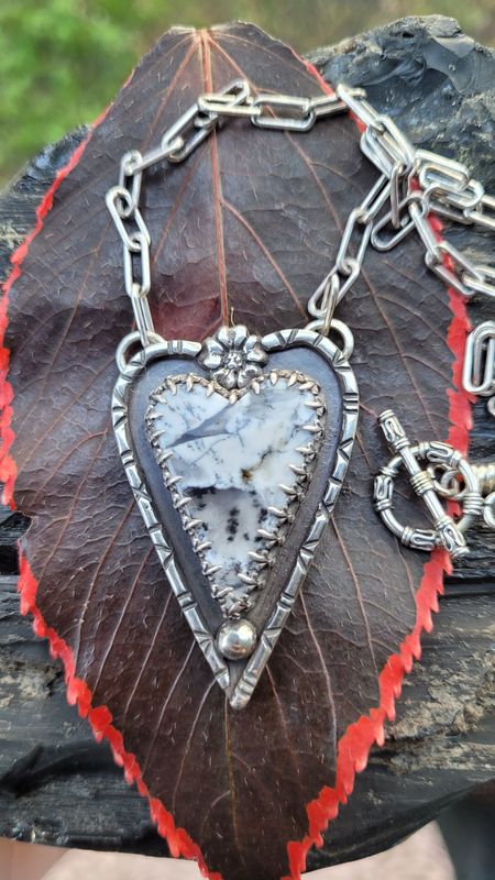 Australian Dendritic Opal Heart Pendant
