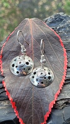 &#39;Holey Domed&#39; Earrings - Sterling Silver Domed Earrings