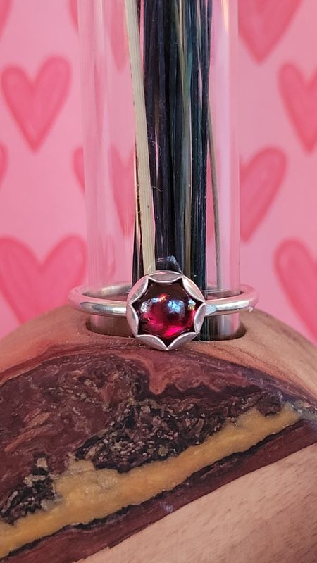 &#39;Serenity&#39; Sterling Silver and Garnet Stacker Ring