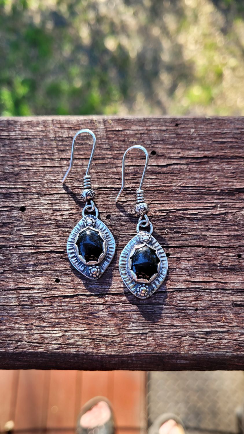 &#39;Noctural Bliss&#39; Black Onyx and Sterling Silver Earrings