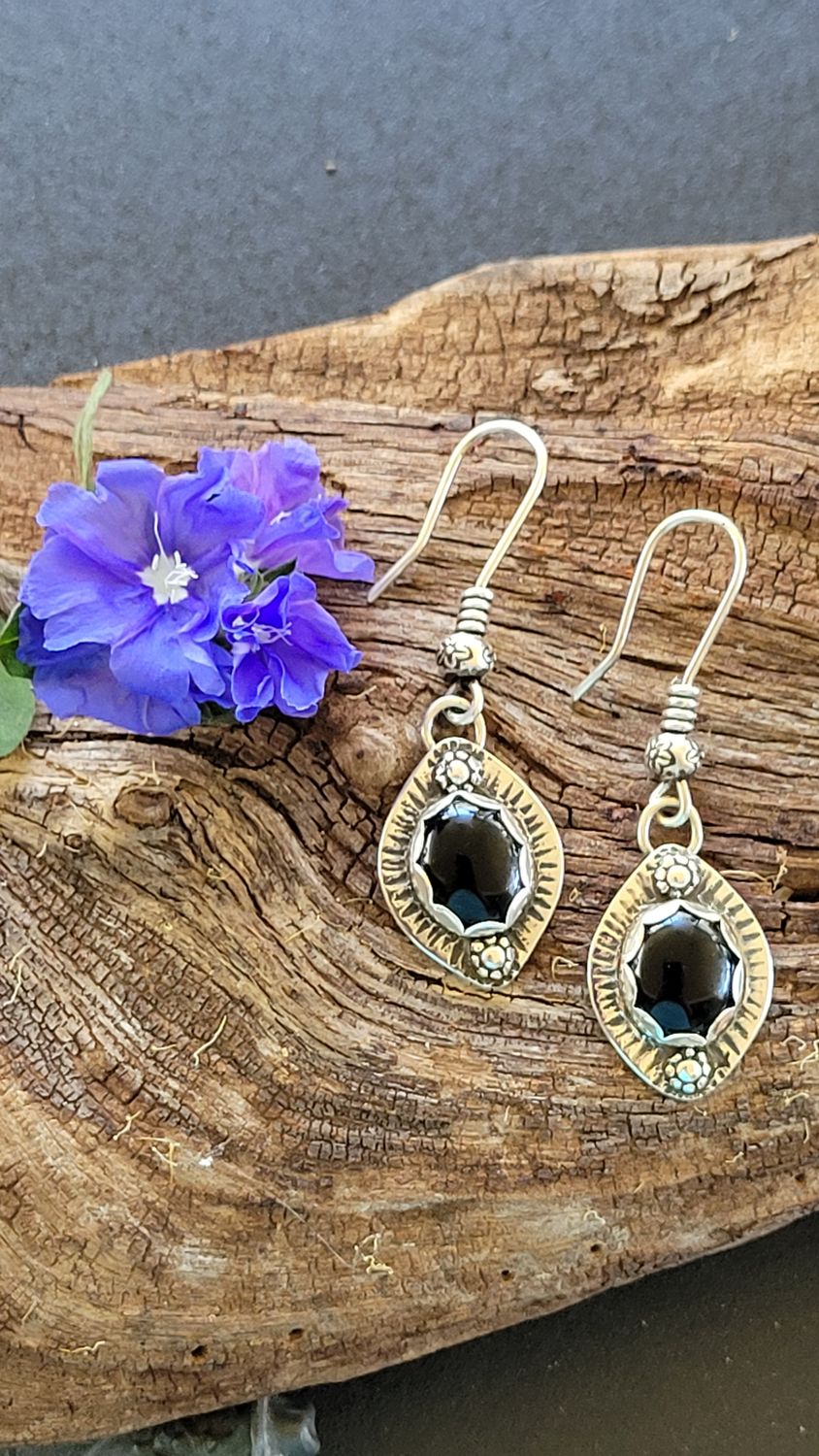 &#39;Noctural Bliss&#39; Black Onyx and Sterling Silver Earrings