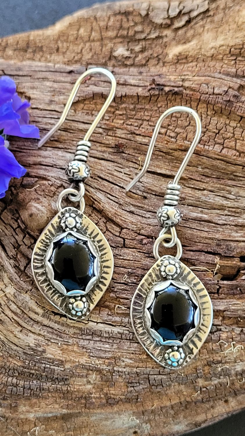 &#39;Noctural Bliss&#39; Black Onyx and Sterling Silver Earrings
