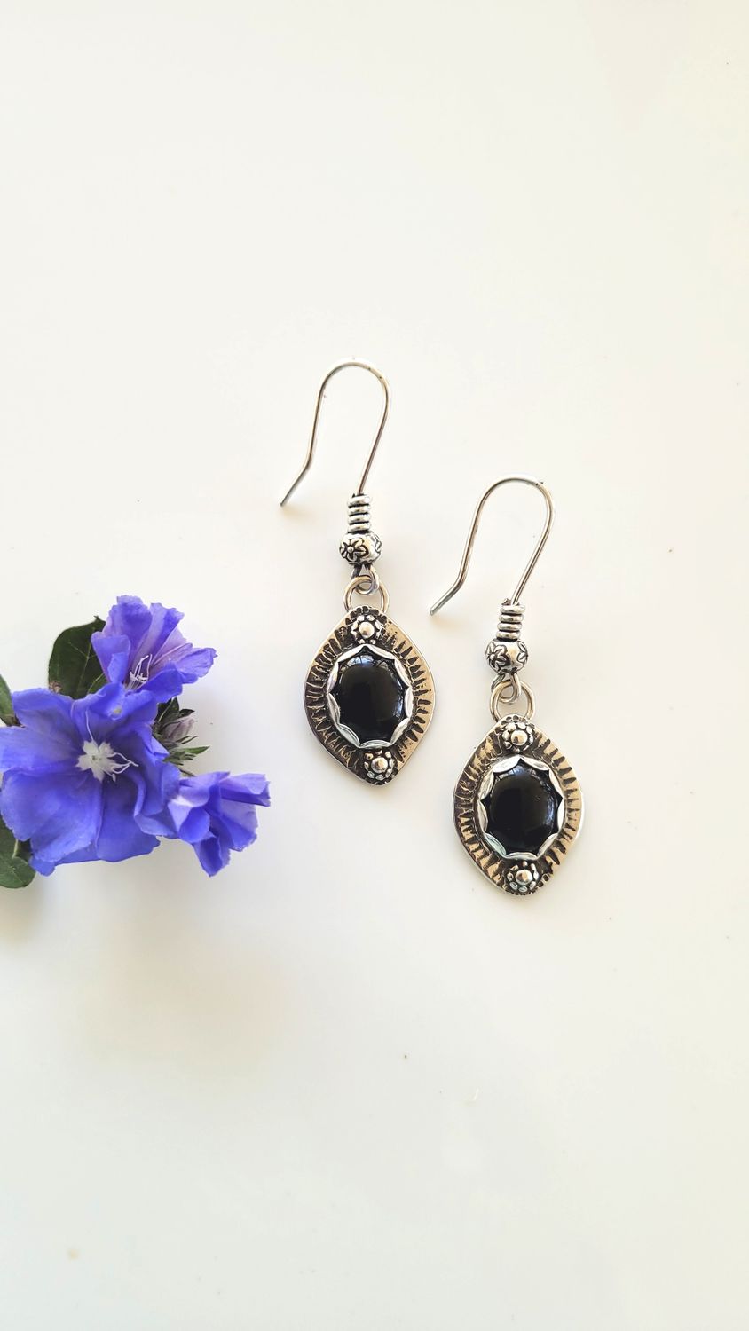 &#39;Noctural Bliss&#39; Black Onyx and Sterling Silver Earrings