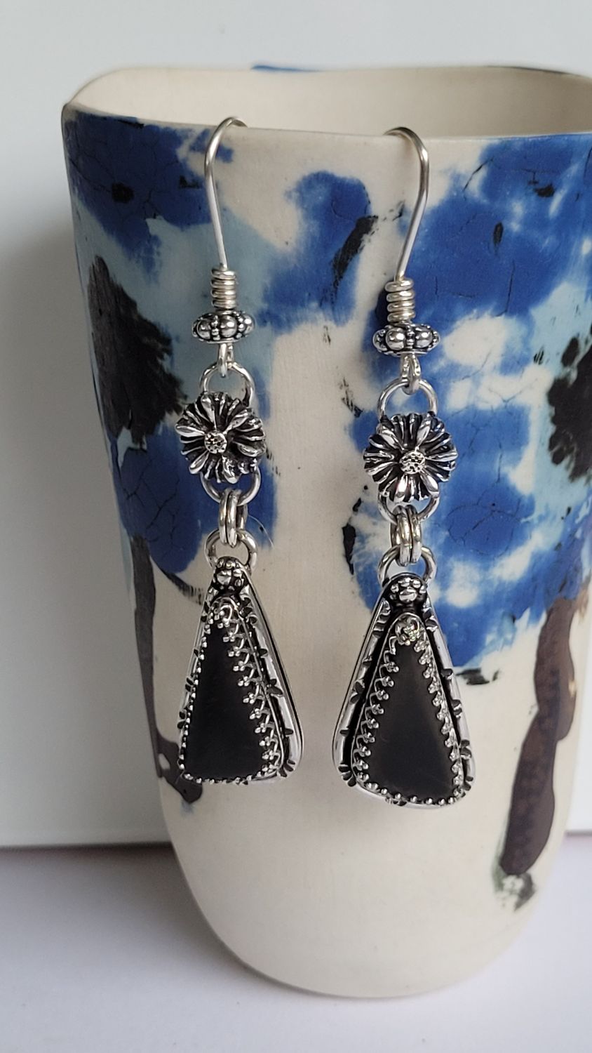 &#39;Midnight Garden&#39; Earrings - Australian Black Jade Earrings