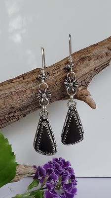 &#39;Midnight Garden&#39; Earrings - Australian Black Jade Earrings