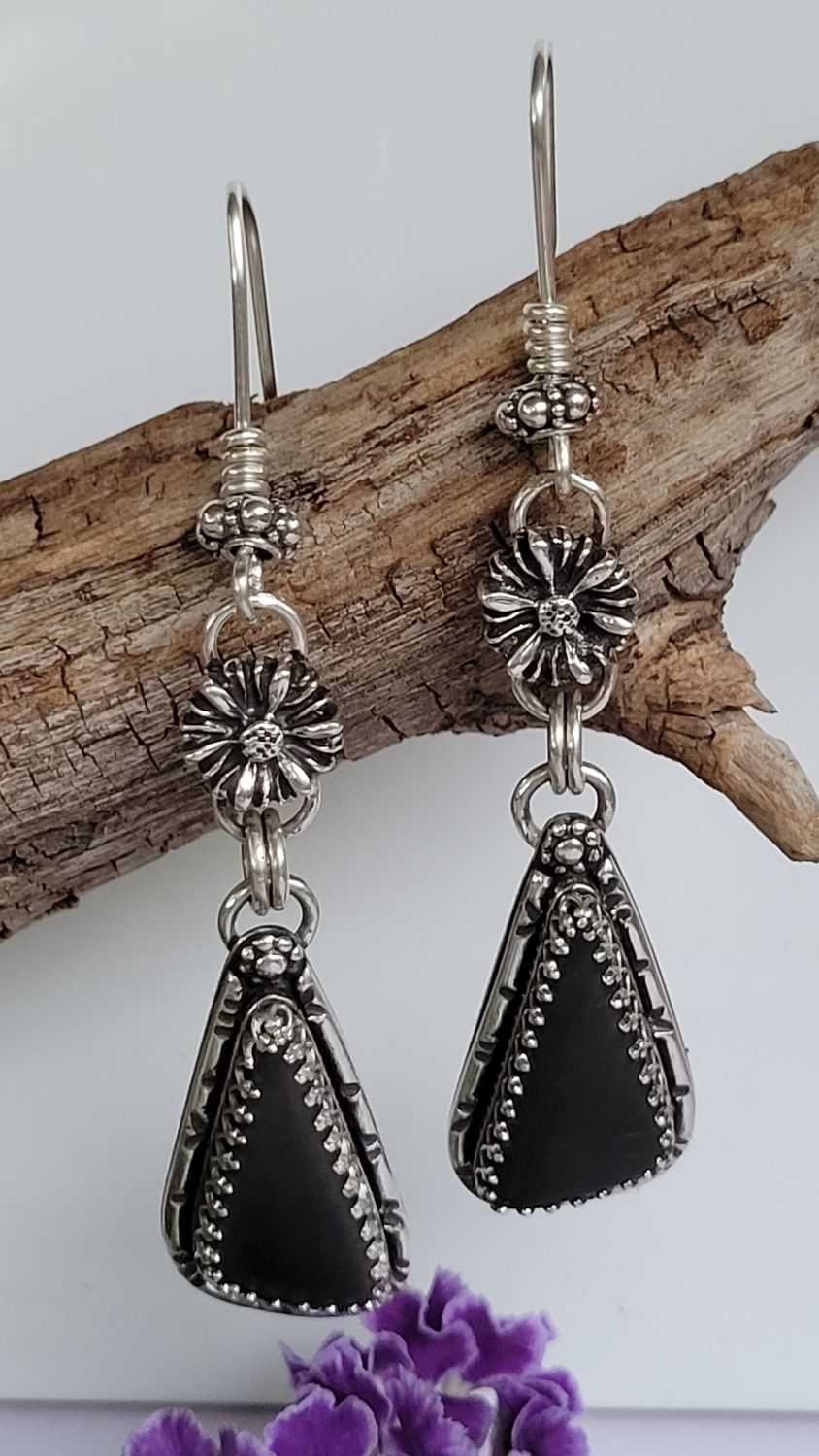 &#39;Midnight Garden&#39; Earrings - Australian Black Jade Earrings