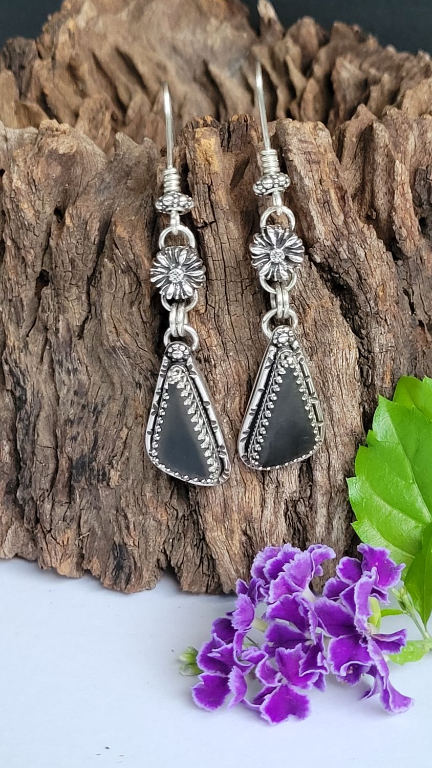 &#39;Midnight Garden&#39; Earrings - Australian Black Jade Earrings