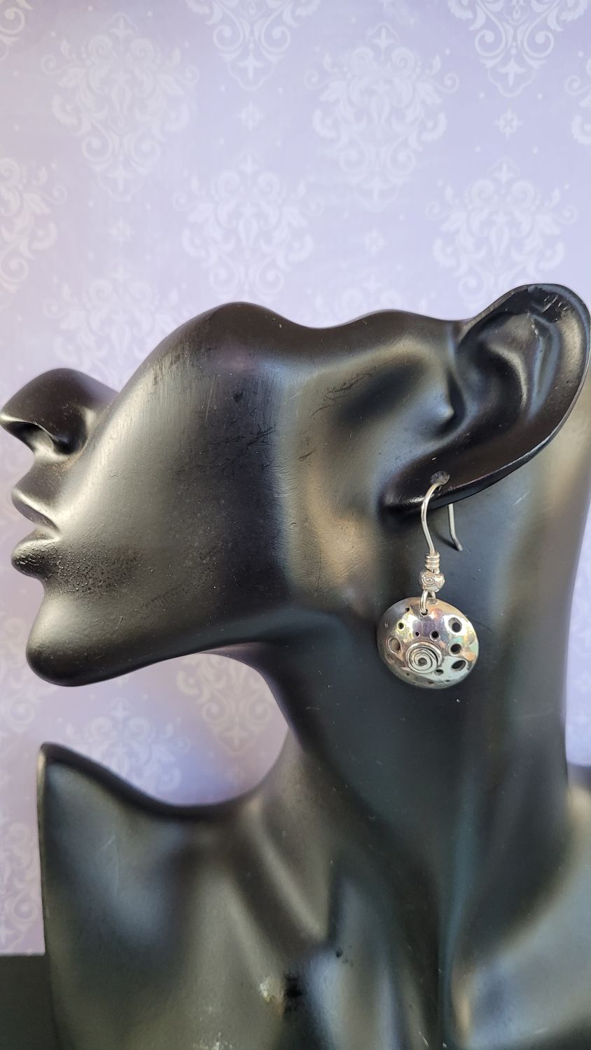 &#39;Holey Domed&#39; Earrings - Sterling Silver Domed Earrings