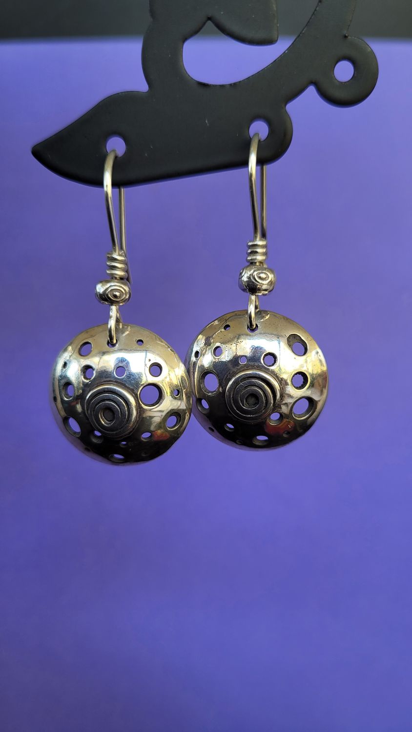 &#39;Holey Domed&#39; Earrings - Sterling Silver Domed Earrings