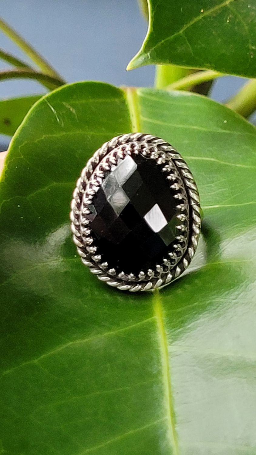 Black Onyx and Sterling Silver &#39;Mortica&#39; Ring