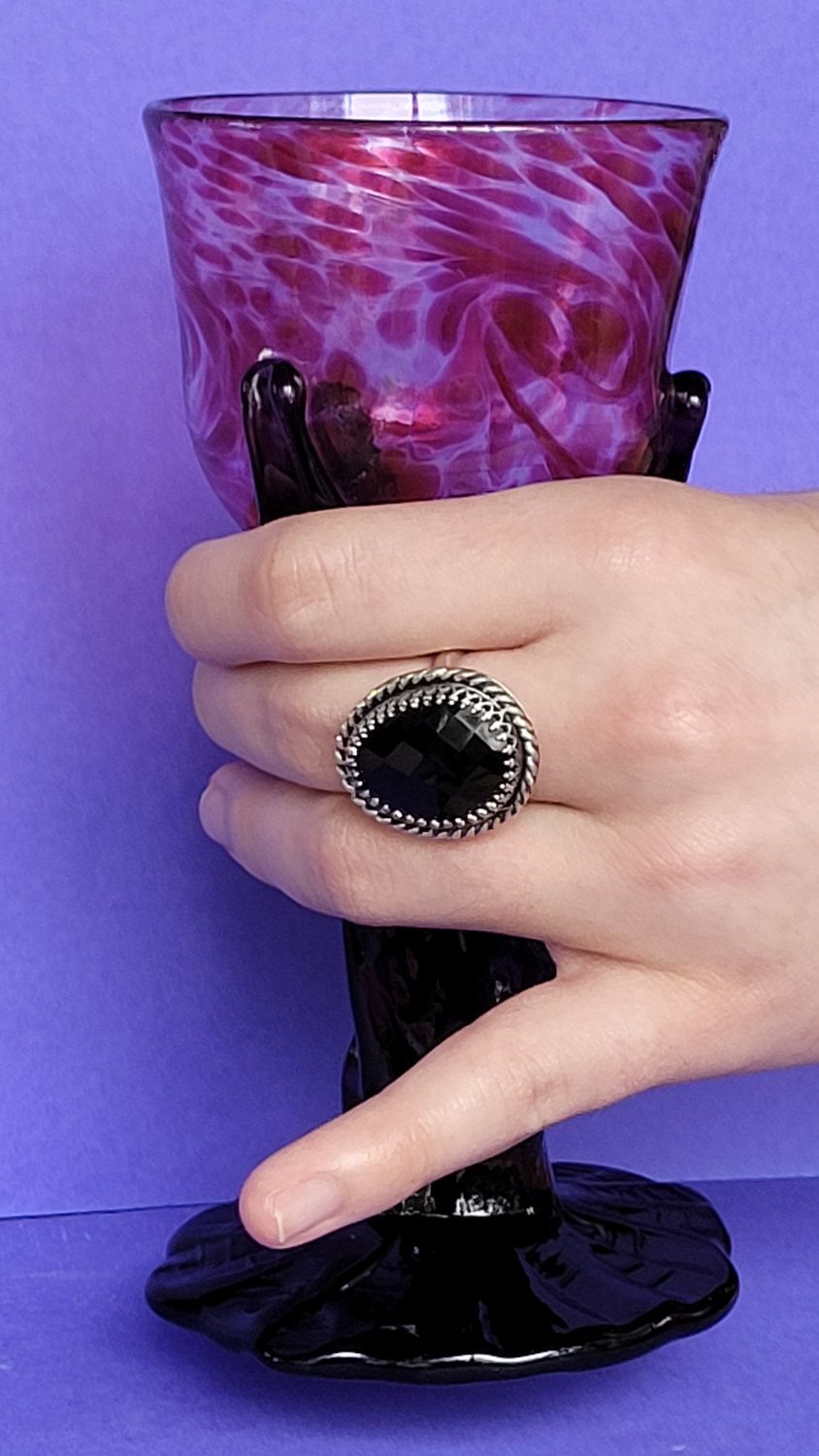 Black Onyx and Sterling Silver &#39;Mortica&#39; Ring