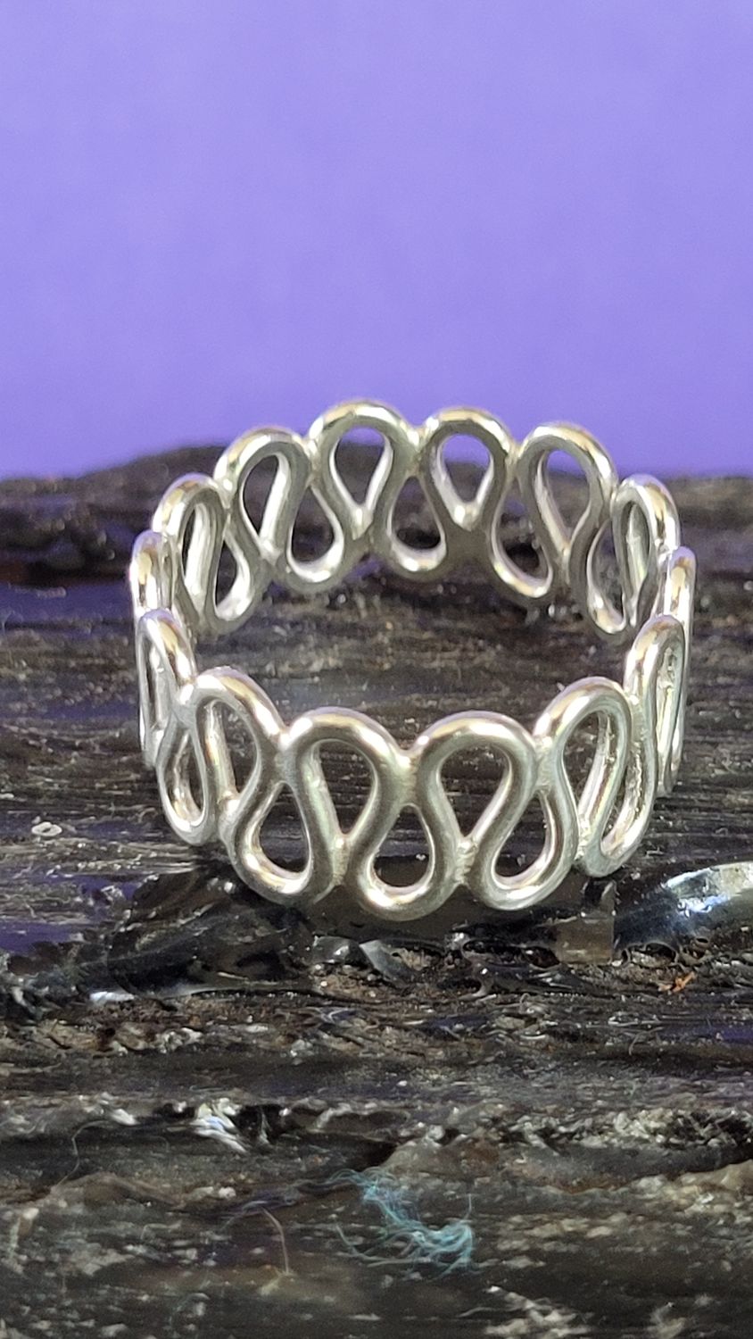 Sterling Silver Unisex Wave Ring