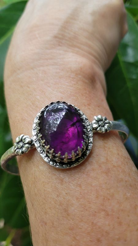 &#39;Enchanted Garden&#39; Amethyst and Sterling Silver Cuff