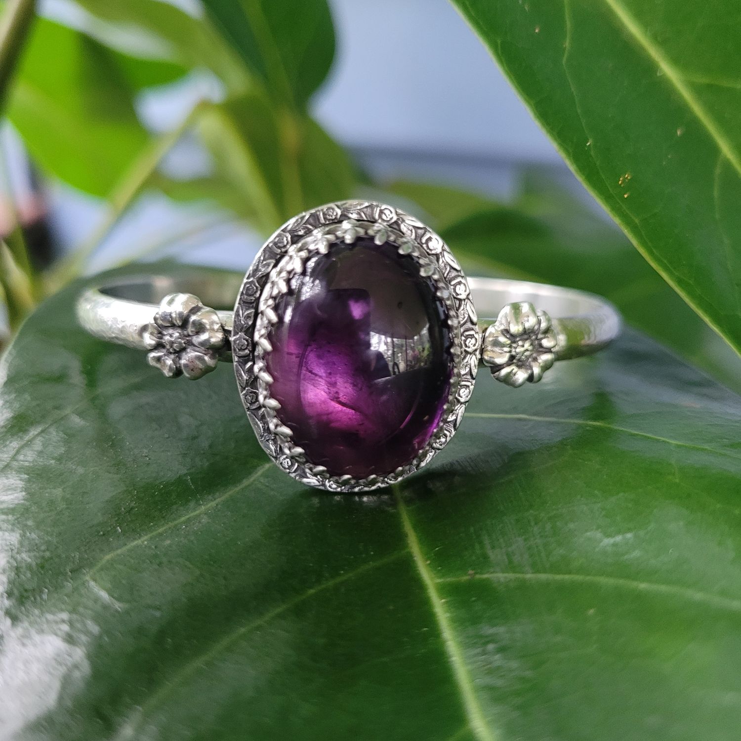 &#39;Enchanted Garden&#39; Amethyst and Sterling Silver Cuff