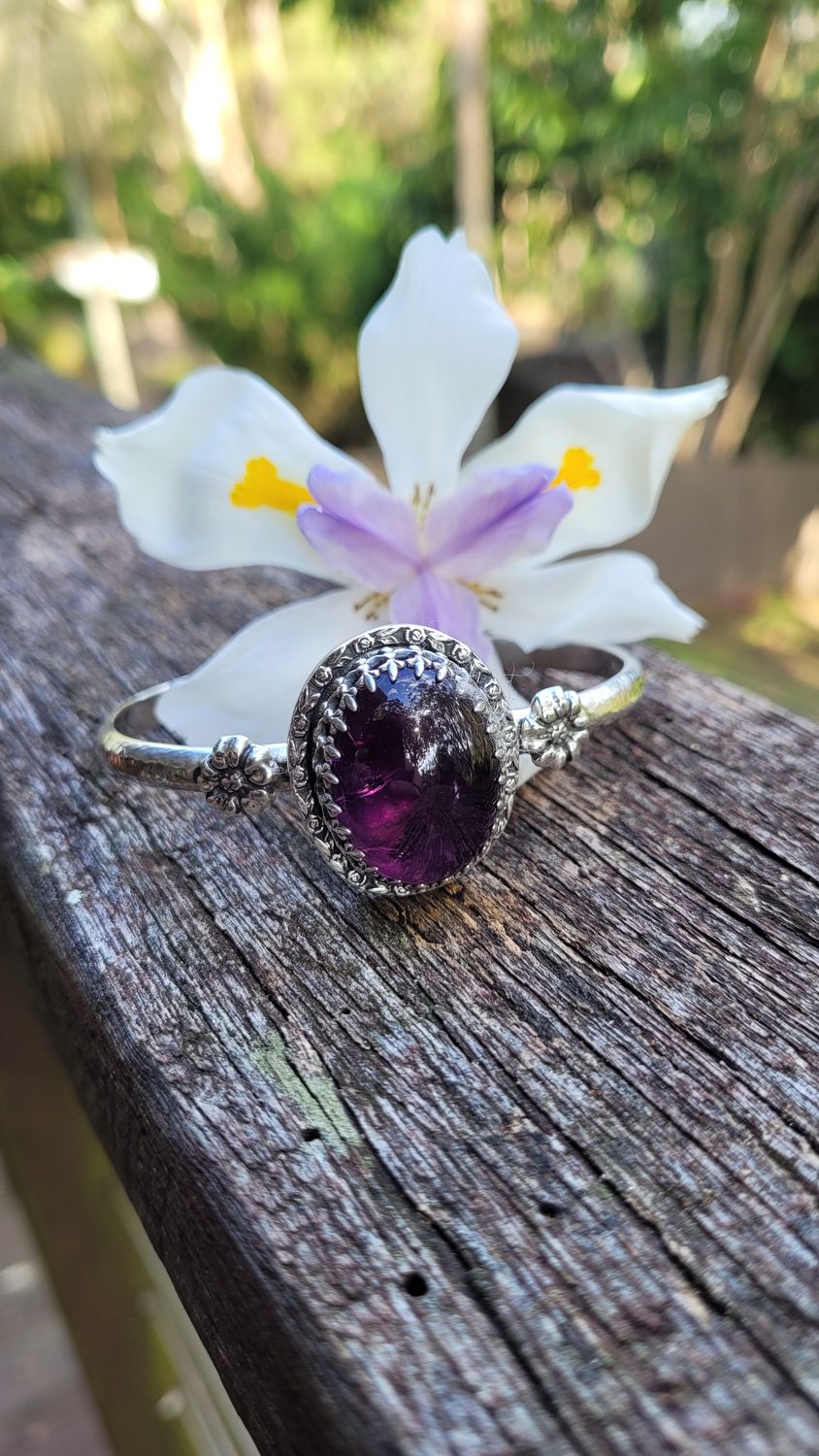&#39;Enchanted Garden&#39; Amethyst and Sterling Silver Cuff