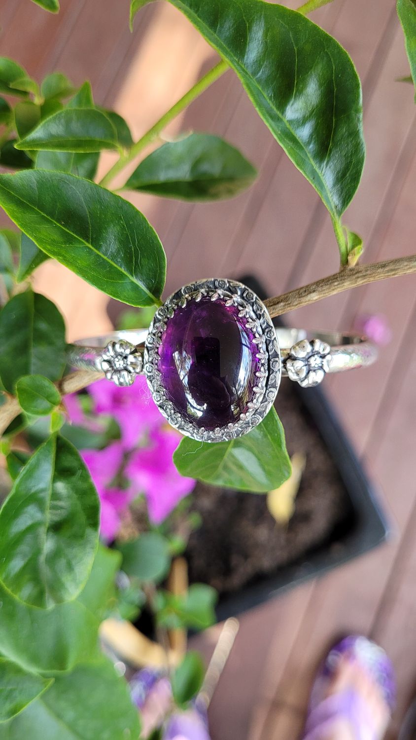 &#39;Enchanted Garden&#39; Amethyst and Sterling Silver Cuff