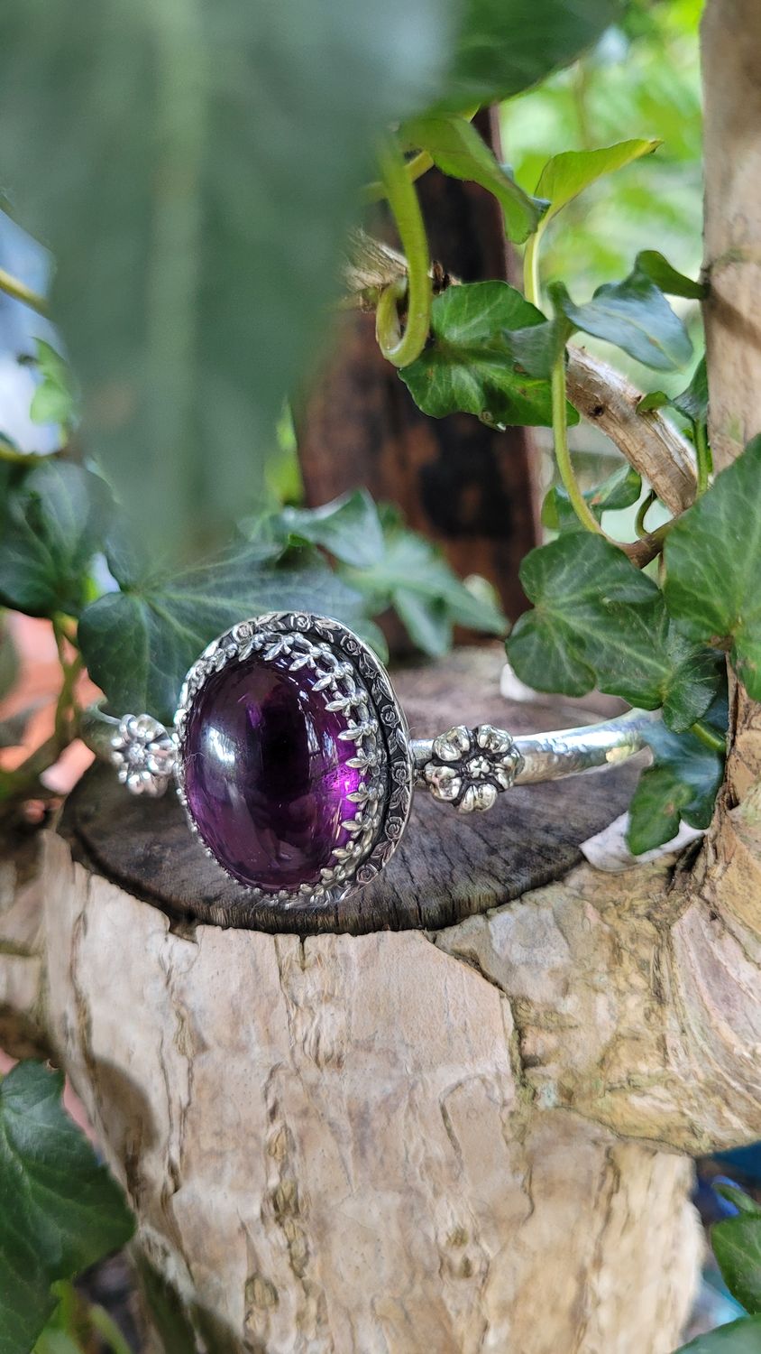 &#39;Enchanted Garden&#39; Amethyst and Sterling Silver Cuff