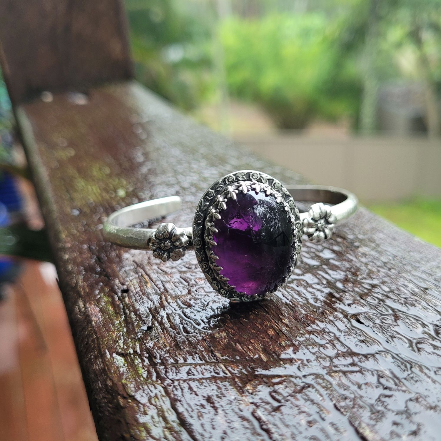 &#39;Enchanted Garden&#39; Amethyst and Sterling Silver Cuff