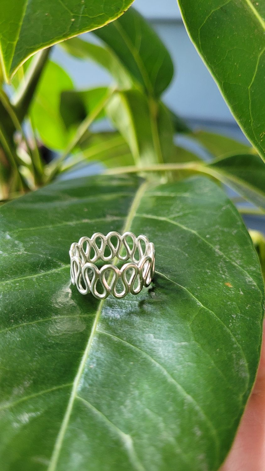 Sterling Silver Unisex Wave Ring