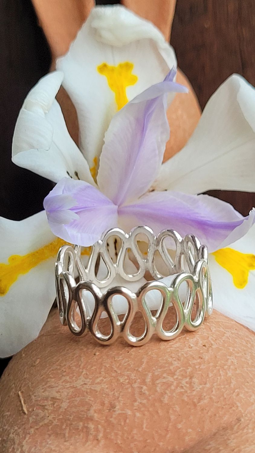 Sterling Silver Unisex Wave Ring