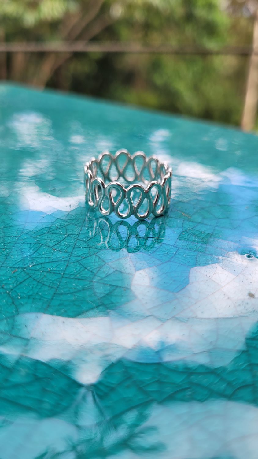 Sterling Silver Unisex Wave Ring