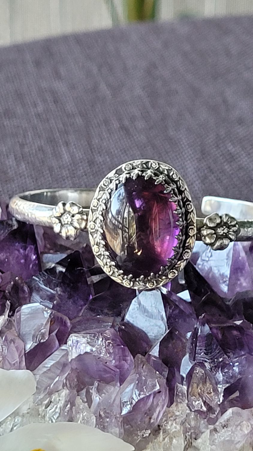 &#39;Enchanted Garden&#39; Amethyst and Sterling Silver Cuff