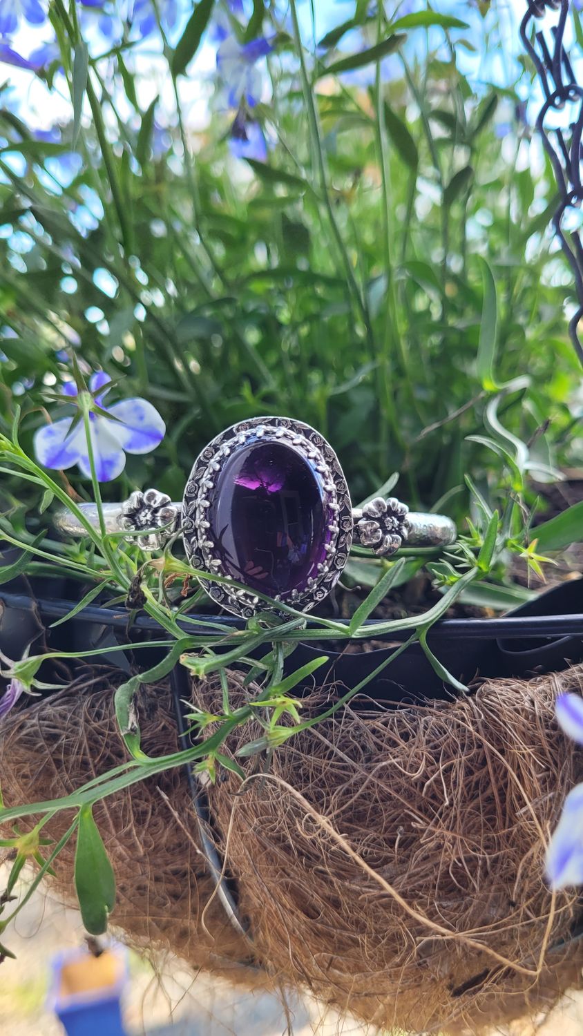 &#39;Enchanted Garden&#39; Amethyst and Sterling Silver Cuff