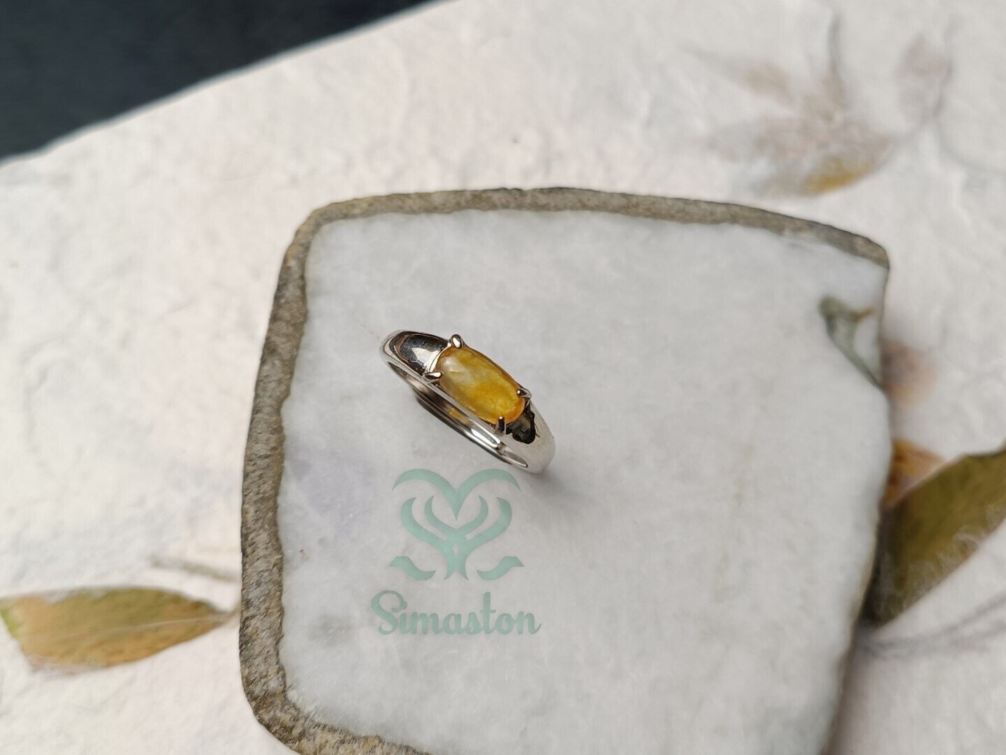 Natural Jadeite (Type A) Yellow Ring
