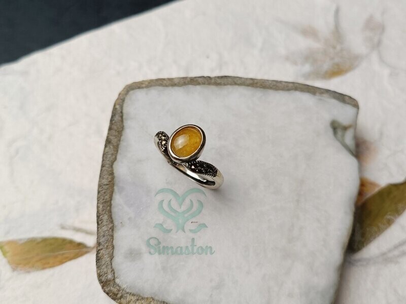 Natural Jadeite (Type A) Yellow Ring