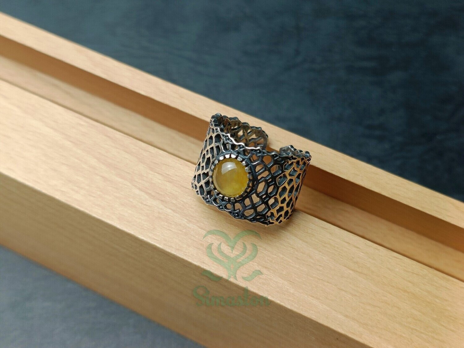 Natural Jadeite (Type A) Yellow Ring