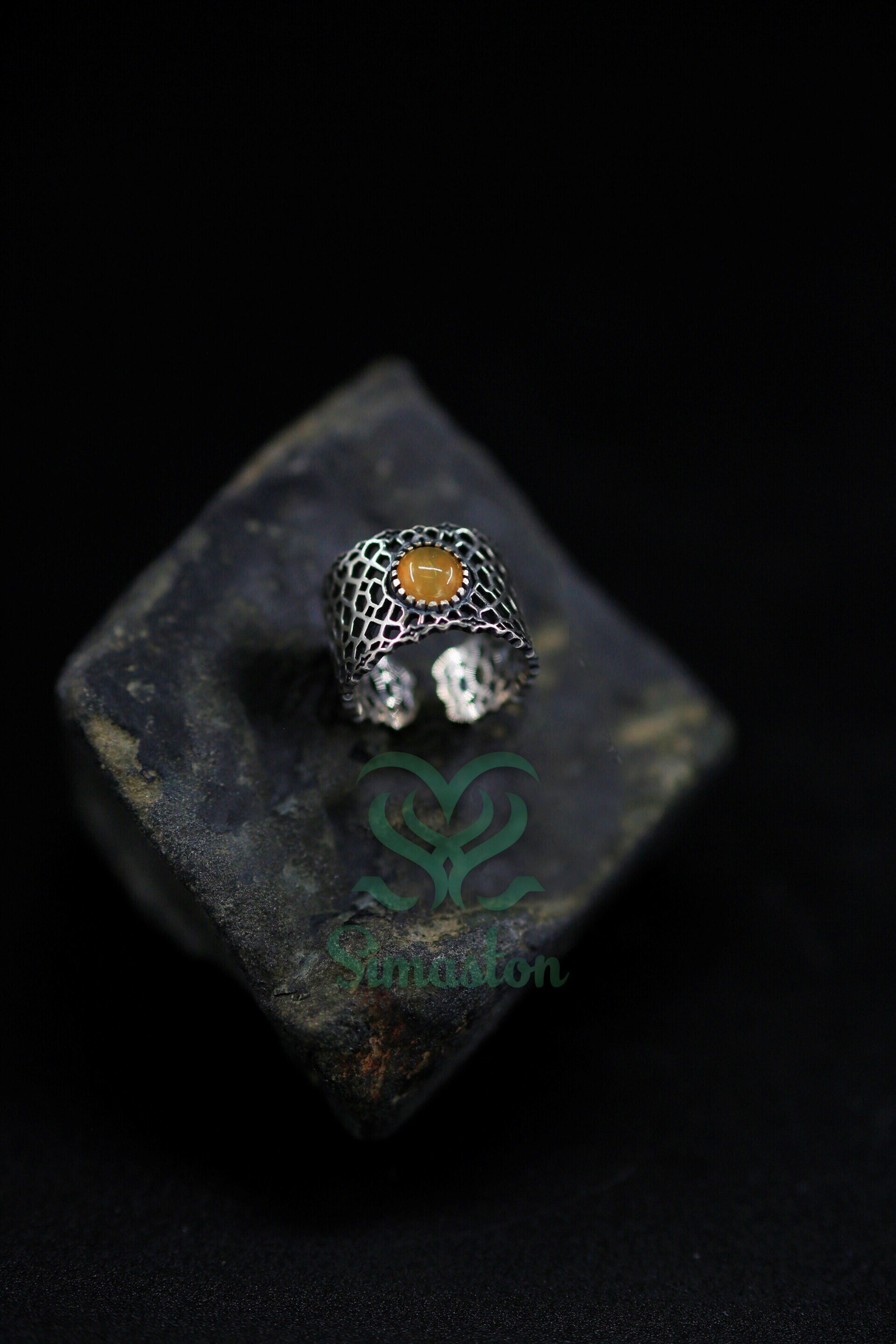 Natural Jadeite (Type A) Yellow Ring