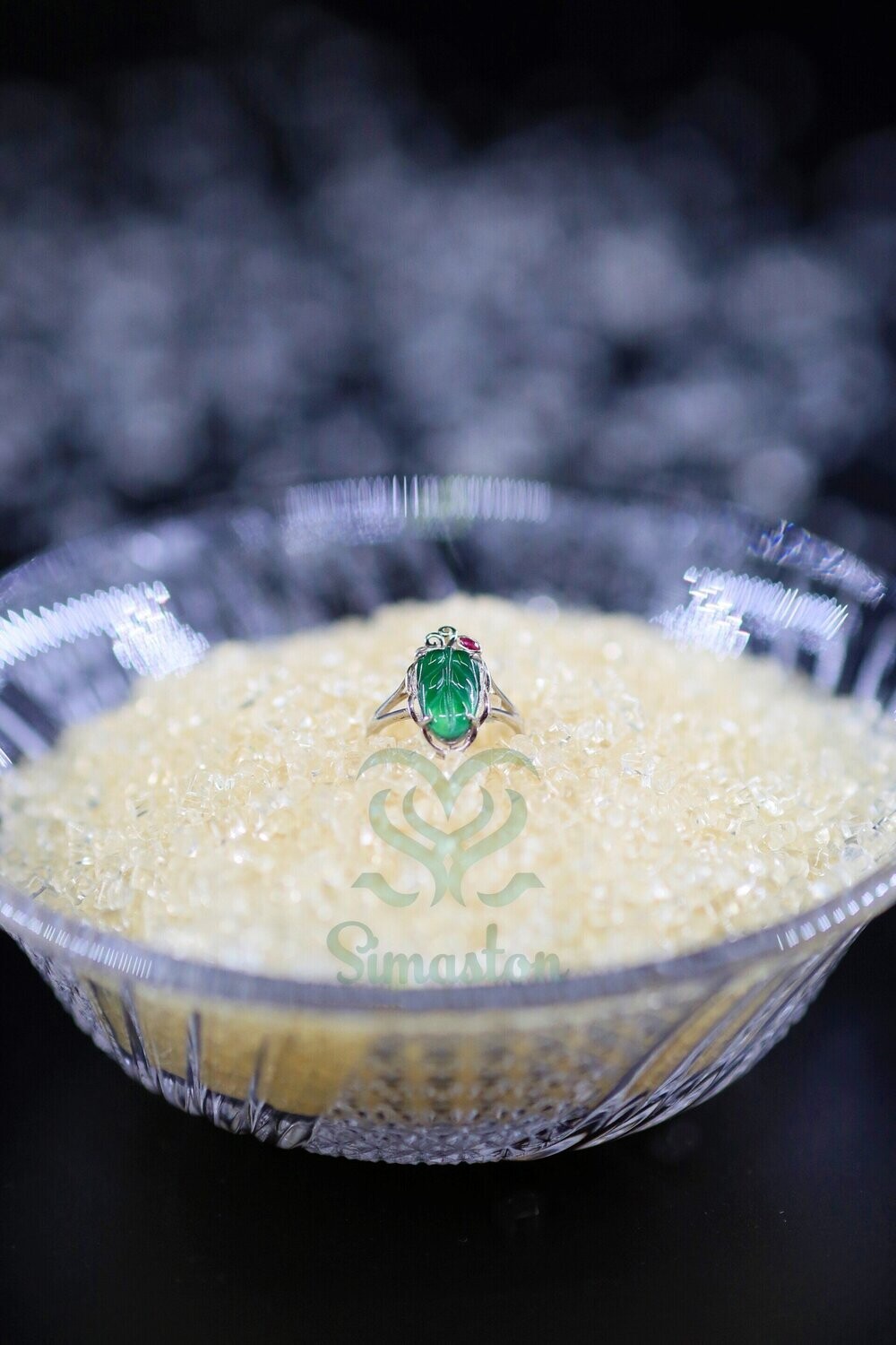 Natural Jadeite (Type A) Green Leaf Ring