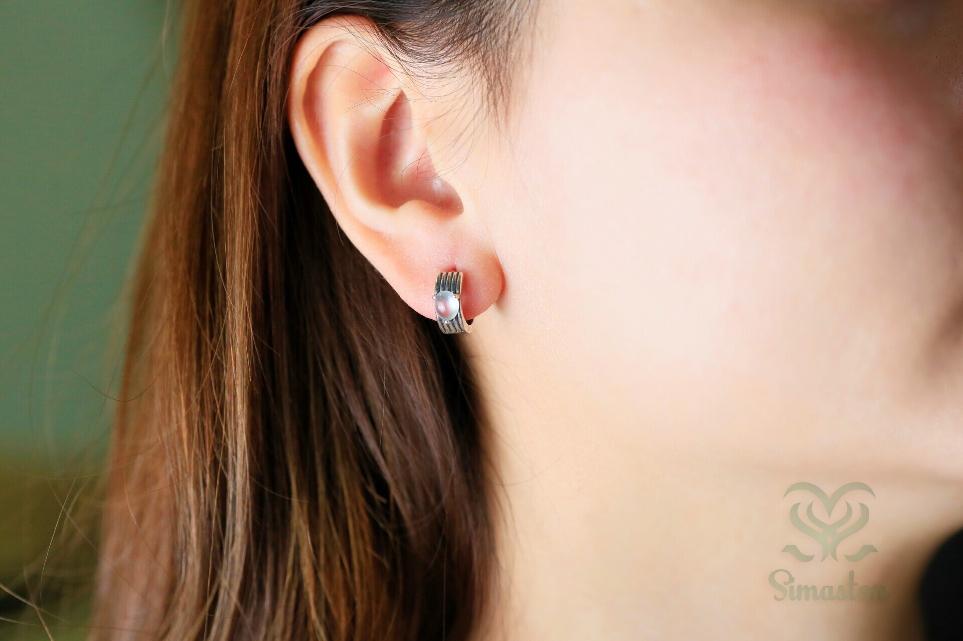 Natural Jadeite (Type A) White Earring