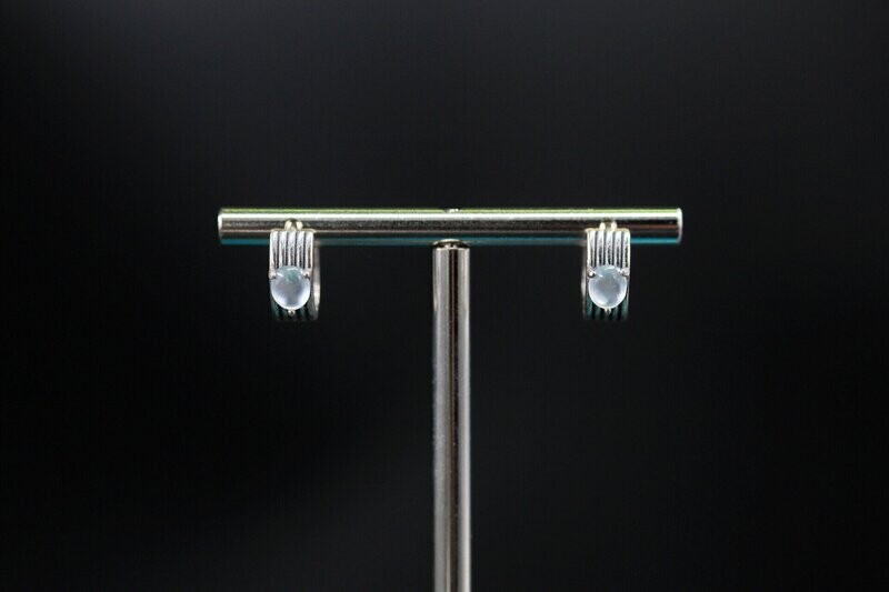 Natural Jadeite (Type A) White Earring