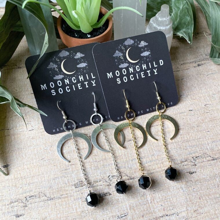 Moonchild Dangle Earrings (Black Onyx)