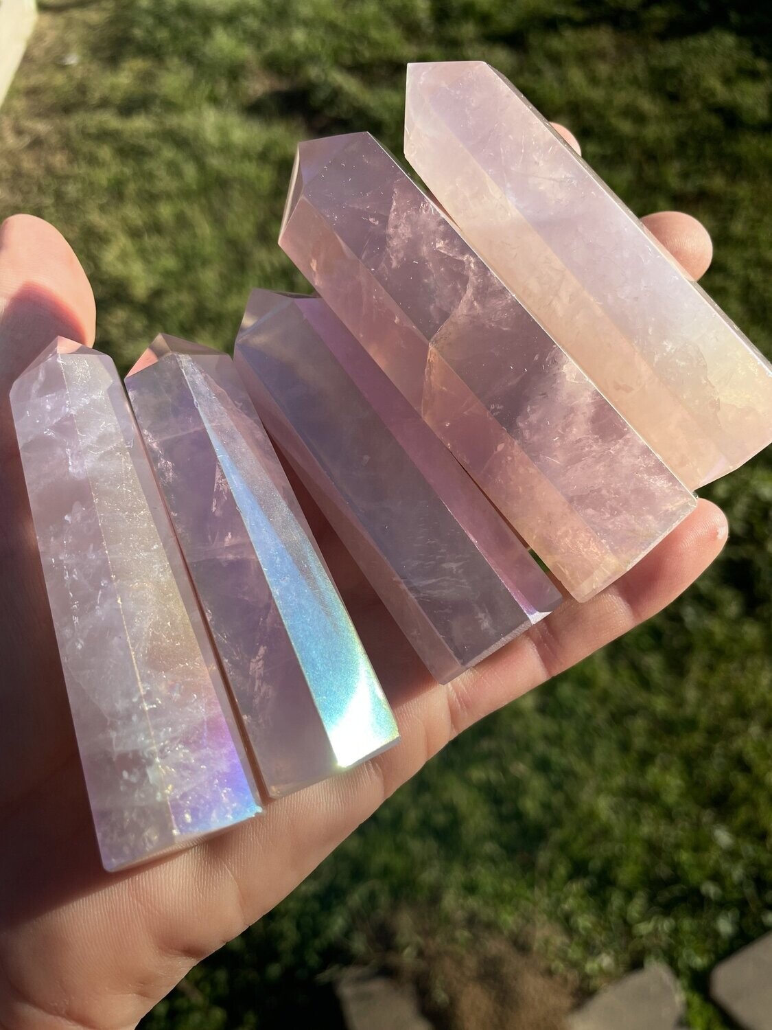 Pink Aura Quartz Obelisk  Towers