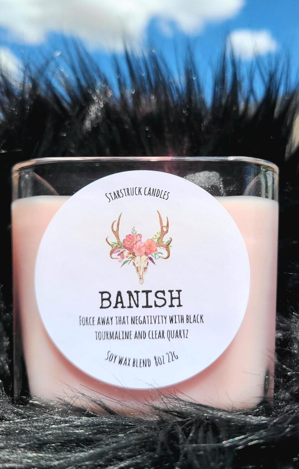 Banish Intention Crystal Candle