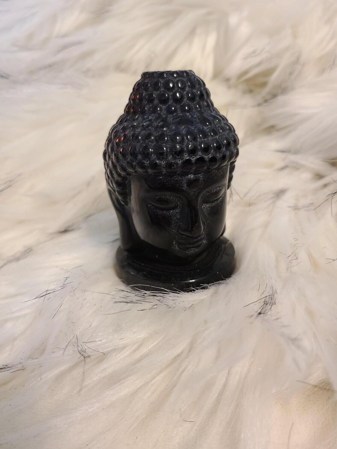 Black Obsidian Buddha Head