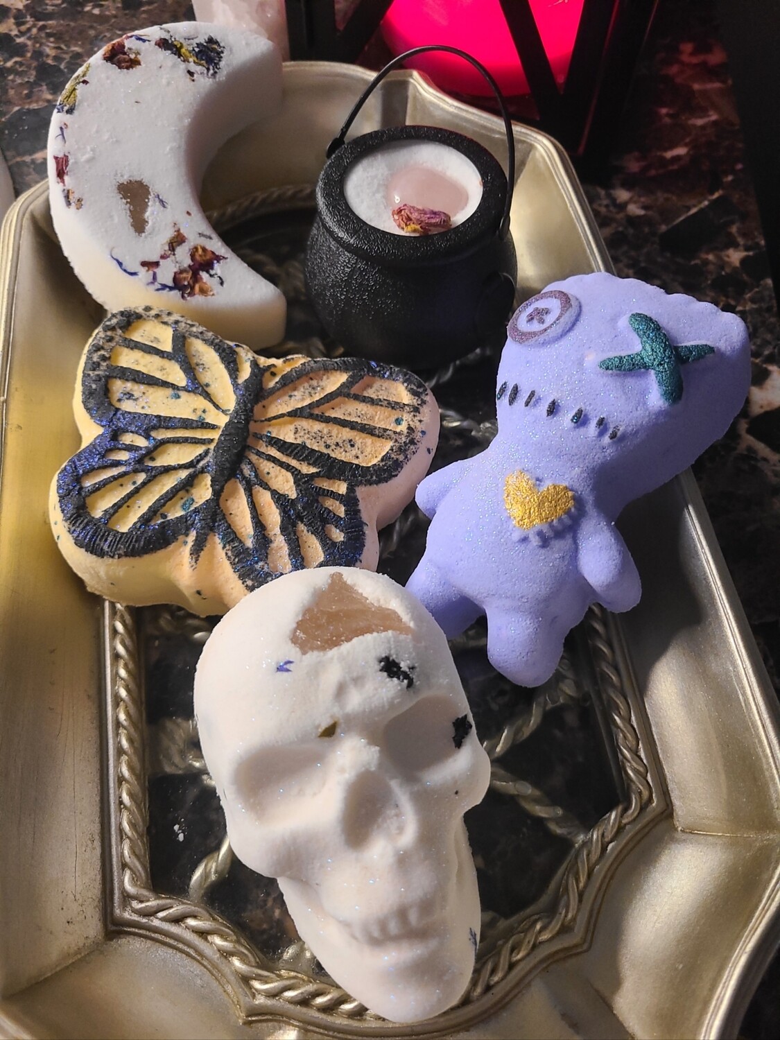 Skull, Moon,Cauldron & Voodoo Doll Bath Bombs