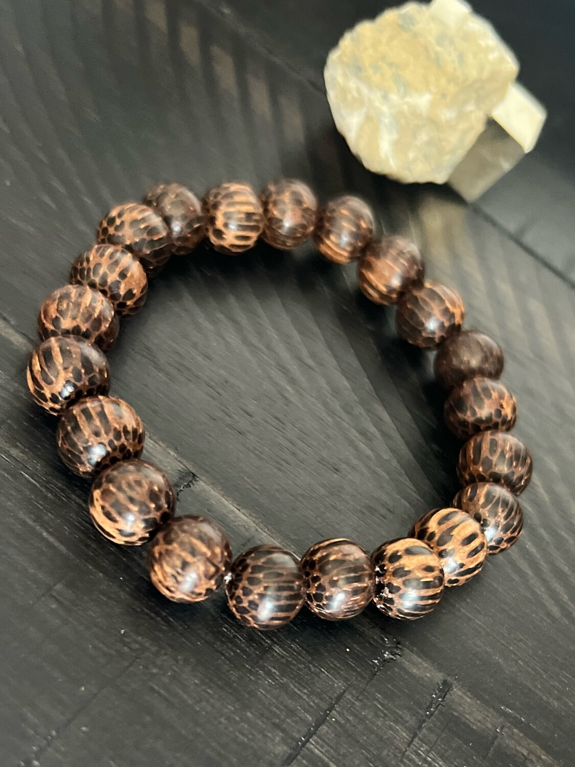 Palm Wood Beaded Bracelet, Bead Size: 10mm