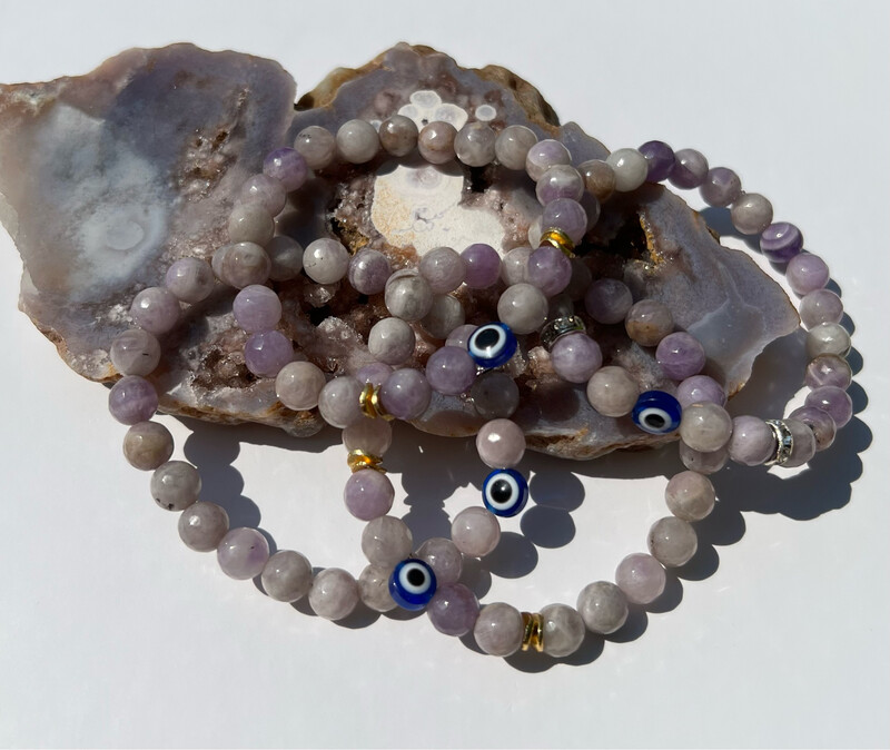 Pink Amethyst Evil Eye Bracelet