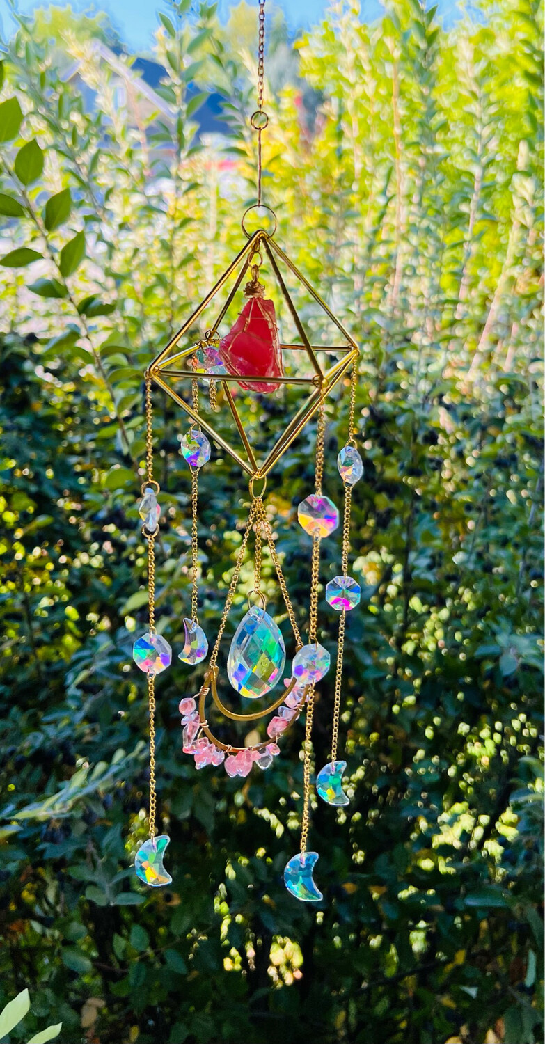Crystal Sun Catcher (Smelted- Cherry Quartz)